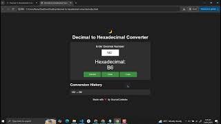 Decimal to Hexadecimal Converter Using HTML, CSS and JavaScript with Source Code