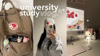 study vlog  | university life + aesthetic desk setup