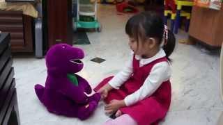 Ting-Yu with Microsoft ActiMates Interactive Barney