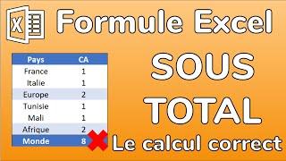 Formule Excel: Calculer un Sous Total correctement - Formule SOUS.TOTAL - Docteur Excel