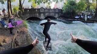 POV Surfing in Munich City Center: The Iconic Eisbach River Wave