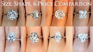 Engagement Ring Diamond Size Comparisons for All Shapes: Oval, Round, Princess, Cushion & More