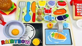 Pretend Cooking in a Toy Kitchen with a Fun Wooden Puzzle