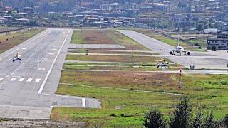 Dual Drukair Airbus H130 Helicopters: Side-by-Side Landing at Paro International Airport!