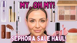 Sephora Sale Haul & Try On! | Tatcha, Merit, Dior, Huda, ABH & Saie!