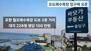 포항 바닷가 월포해수욕장 200m 거리 주택 부지 땅 매매 월포 톨게이트 포항~삼척 동해선 월포역 개통 예정 월포리 땅매매