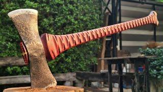 Unconventional axe art : Carving an entire axe handle using a rasp and a file