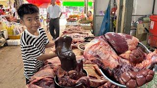 Free from school, Chef Seyhak do shopping and cooking - Beef cooking