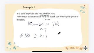 Reverse Percentages the opposite of Percentage change with worked examples 