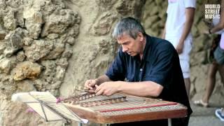 Barcelona Street Music : Cimbalom player from Belarus in Park Güell #1 (HD)