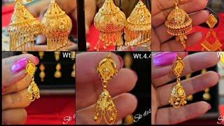 Daily wear jhumka Gold Earrings | Hallmark | New trending Bridle designers there is a stir design