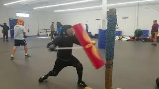 Roman Legionary pell training - Gladius and Scutum