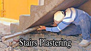 Stairs Plastering House Building Stairs Cement Sand // सीढ़ी के नीचे की प्लास्टर करने का आसान तरीका