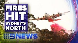 Fire retardant dropped on Sydney homes as emergency blaze approaches | Nine News Australia