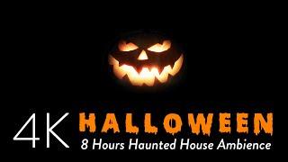 8 HOURS 4K Haunted Pumpkin  Halloween Party Ambience Spooky Sounds