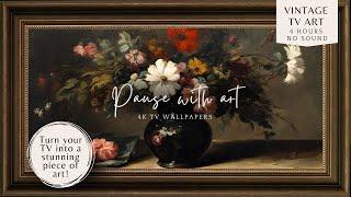 Vintage Frame TV Art Fall Floral Screensaver for TV | Dark Moody Flower Painting | Vintage Autumn