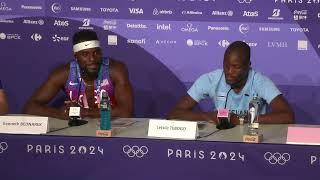 Full 200m Olympic Press Conference: Letsile Tebogo and Kenny Bednarek talk after beating Noah Lyles.