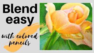 How to blend COLORED pencils EASY and SMOOTHLY | My process of drawing ROSE with colored pencils