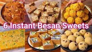 6 Instant Besan Sweets - Anyone Can Make it | Besan Brafi, Besan Laduu & Besan Halwa