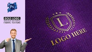 How to Create a Gold Logo Mockup on Purple Fabric Texture