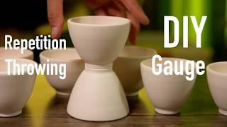 Repetition Pottery Bowls with DIY Throwing Gauge. | ساخت پیاله با ابزار اندازه دستساز سفالگری