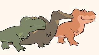 T rex, spino, giga (Animation)