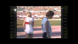 Powerful East German girls break World Record in sprint 4 × 100 metres relay. 1974 Euro Champs.