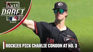 Colorado Rockies select Georgia’s Charlie Condon with 3rd overall pick | 2024 MLB Draft