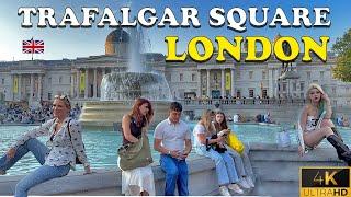 4K HDR Walking Tour: Iconic Trafalgar Square from Charing Cross Station | London’s Heartbeat