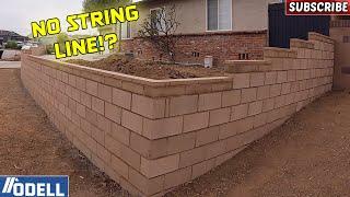 Building a Block Wall with NO STRING LINE!