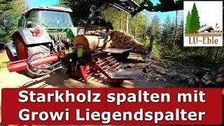 Buche Starkholz spalten mit Growi Liegendspalter