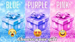 Choose your gift || 3 gift box challenge|| 2 good & 1 bad||Blue, Purple & Pink #choosebox #games