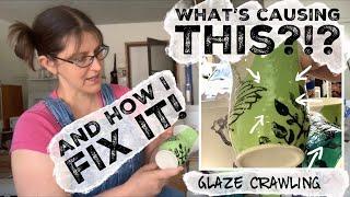 What Causes Glaze Crawling, Fix glaze defects -crawling glazes, decorate pottery studio vlog at home