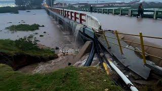 Damage to the bridge after flooding in Uitenhage in South Africa