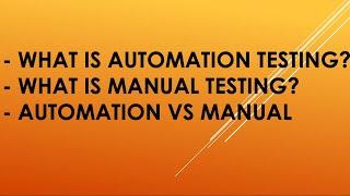 Automation Testing Vs Manual Testing | DevDbQa