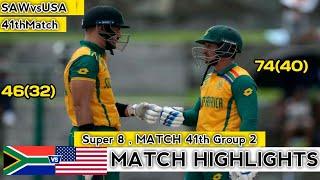 South Africa vs USA World Cup 2024 41st Match Highlights 2024 | SA vs USA 41st t20 Highlights 2024