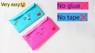 DIY paper envelope|How to make envelope without glue|No glue paper craft|No glue bag|No glue purse