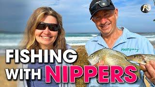 Beach Fishing with Nippers (Yabbies) in TURBULENT Conditions