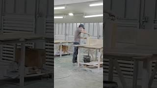 Wooden showcase wood spray painting and sanding process display #woodenshowcase #jewellerycounter