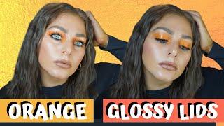 TRENDY ORANGE GLOSSY LID & SKIN LOOK | Fall Hype Challenge Tag | weezasworld