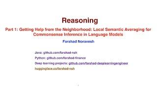 Part 1 :  local semantic averaging for commonsense inference in language models