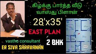 கிழக்கு பார்த்த வீடு வாஸ்து பிளான்,28'x35',2BHK,east facing house vasthu plan #eastplan #கிழக்குவீடு