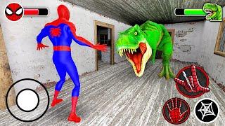 Playing as SpiderMan Family Vs Dinosaur T-rex in Granny House