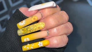 Yellow Acrylic Nail Tutorial @notpolish_nails