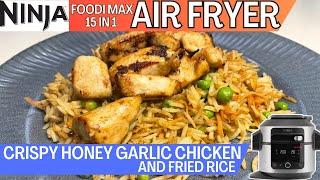 CRISPY HONEY GARLIC CHICKEN WITH FRIED RICE *AIR FRYER* | NINJA FOODI Recipe