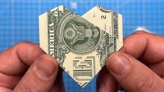 The Easiest Way To Fold A 1 Dollar Bill Into A Heart - Quick And Easy Money Origami Guide