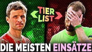 Wir ranken aktive Bundesliga-Spieler mit den meisten Einsätzen! Calcio Berlin TIERLIST