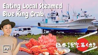 Stealth Car Camping in Boatyard by the Sea | Eating Fresh Caught Blooming Flower King Crab  厚岸漁港　花咲蟹