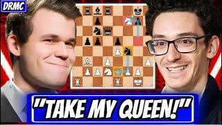 "Absolute Chaos!" || Magnus Carlsen SHOCKS Fabiano Caruana w/ INSANE Queen Sac! (Magnus Vs Caruana!)