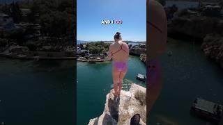 CLIFF DIVING IN GREECE ‍️‍️ #bravegang #highjumper #jump #longjump #lovely #beauty #shorts